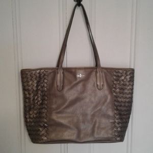 Cole Haan tote bag metallic leather braided detail